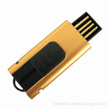 Mini USB flash drive, customized colors/logos/packages, with sliding button, ideal for promotions